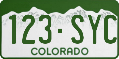 CO license plate 123SYC