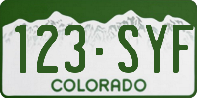 CO license plate 123SYF