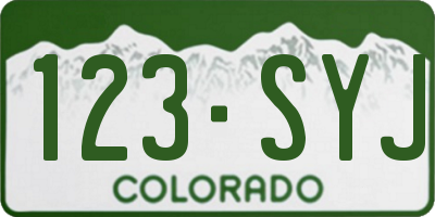 CO license plate 123SYJ