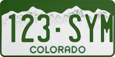 CO license plate 123SYM