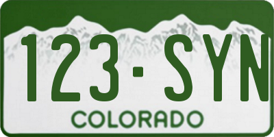 CO license plate 123SYN
