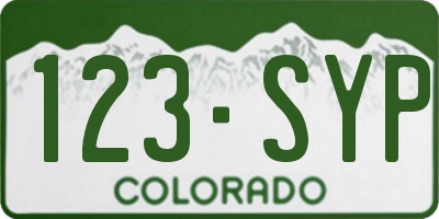 CO license plate 123SYP