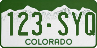 CO license plate 123SYQ