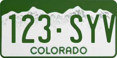 CO license plate 123SYV