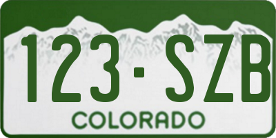 CO license plate 123SZB