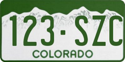 CO license plate 123SZC