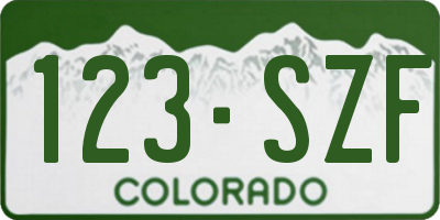CO license plate 123SZF