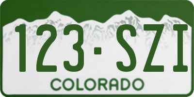 CO license plate 123SZI