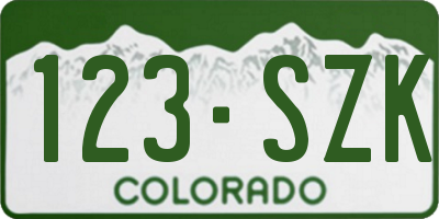 CO license plate 123SZK