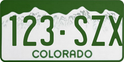CO license plate 123SZX