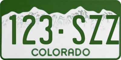 CO license plate 123SZZ