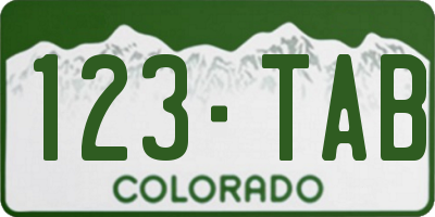 CO license plate 123TAB