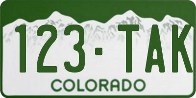 CO license plate 123TAK