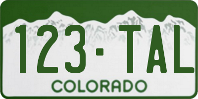 CO license plate 123TAL