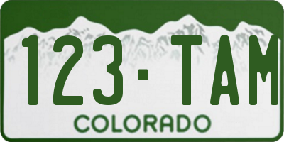 CO license plate 123TAM