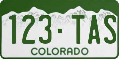 CO license plate 123TAS