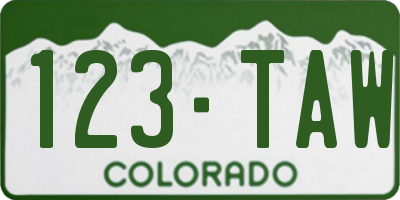 CO license plate 123TAW