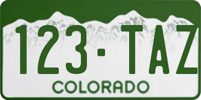 CO license plate 123TAZ