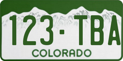 CO license plate 123TBA