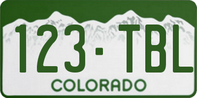 CO license plate 123TBL