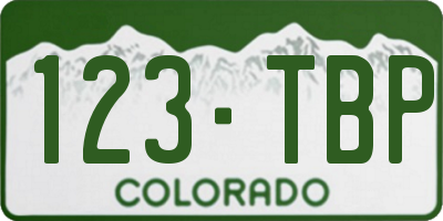 CO license plate 123TBP
