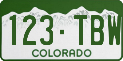 CO license plate 123TBW