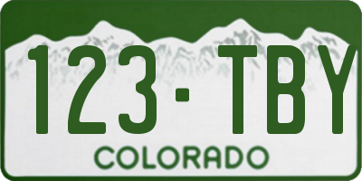 CO license plate 123TBY