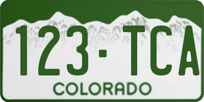 CO license plate 123TCA