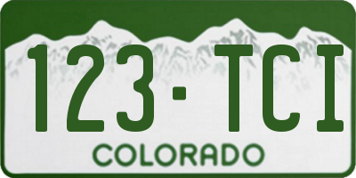 CO license plate 123TCI