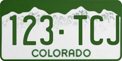 CO license plate 123TCJ