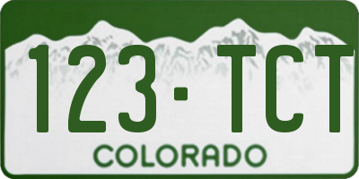 CO license plate 123TCT