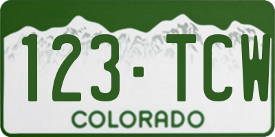 CO license plate 123TCW