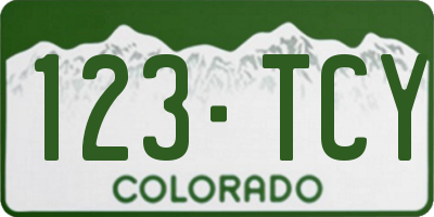 CO license plate 123TCY