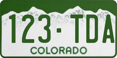 CO license plate 123TDA