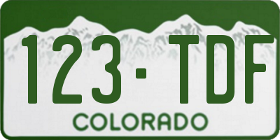 CO license plate 123TDF