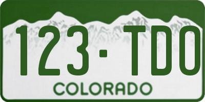 CO license plate 123TDO