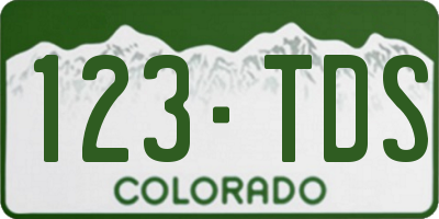 CO license plate 123TDS
