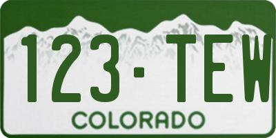 CO license plate 123TEW