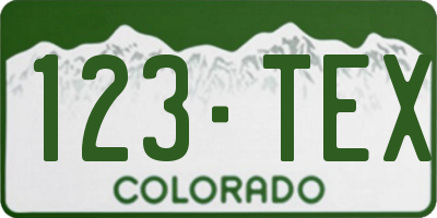 CO license plate 123TEX