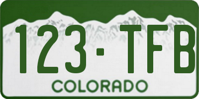 CO license plate 123TFB