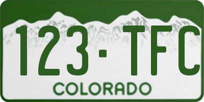 CO license plate 123TFC