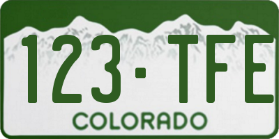 CO license plate 123TFE