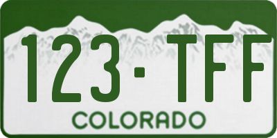 CO license plate 123TFF