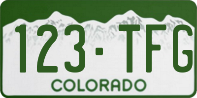 CO license plate 123TFG