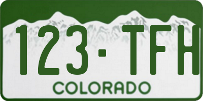 CO license plate 123TFH