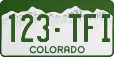 CO license plate 123TFI