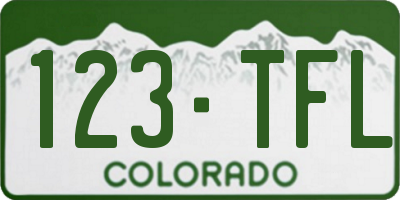 CO license plate 123TFL