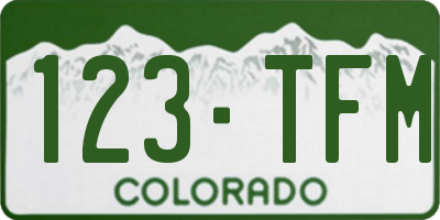CO license plate 123TFM