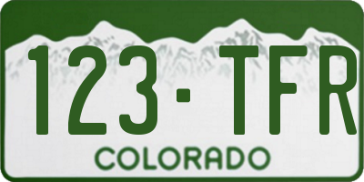 CO license plate 123TFR