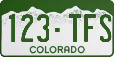 CO license plate 123TFS